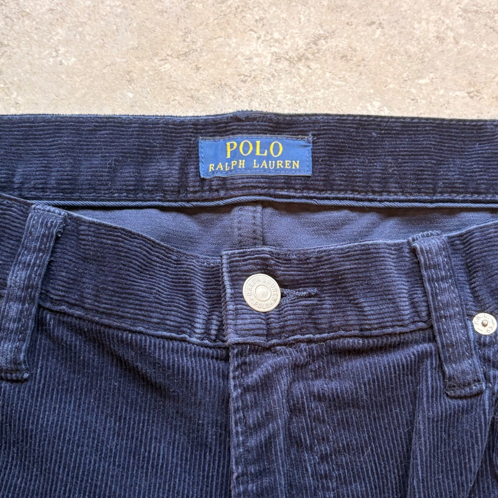 Polo Ralph Lauren Varick Slim Straight Corduroy Pants Navy Blue Mens 36x34 - Picture 2 of 8